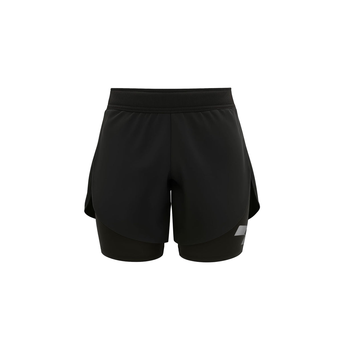 Black athletic shorts on a white background (Black)