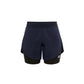 Navy blue athletic shorts with a white logo on a white background (Blue)