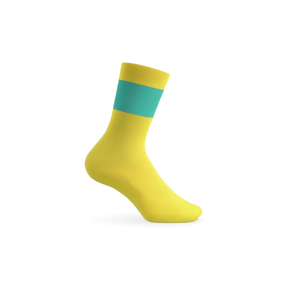Yellow sock with a green band on a white background (Green)