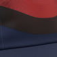 Close-up of a fabric with red, black, and blue color block pattern (Red)