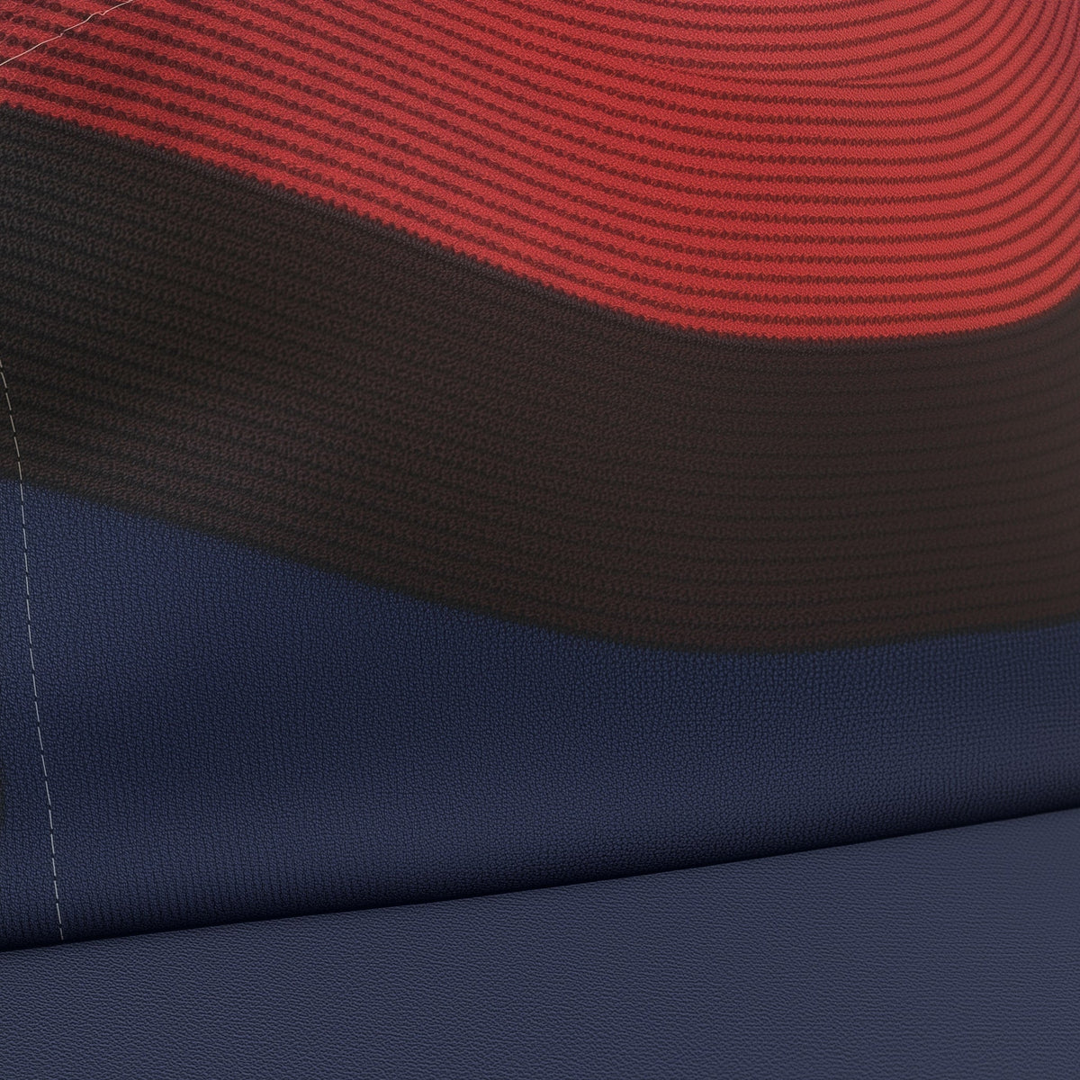 Close-up of a fabric with red, black, and blue color block pattern (Red)