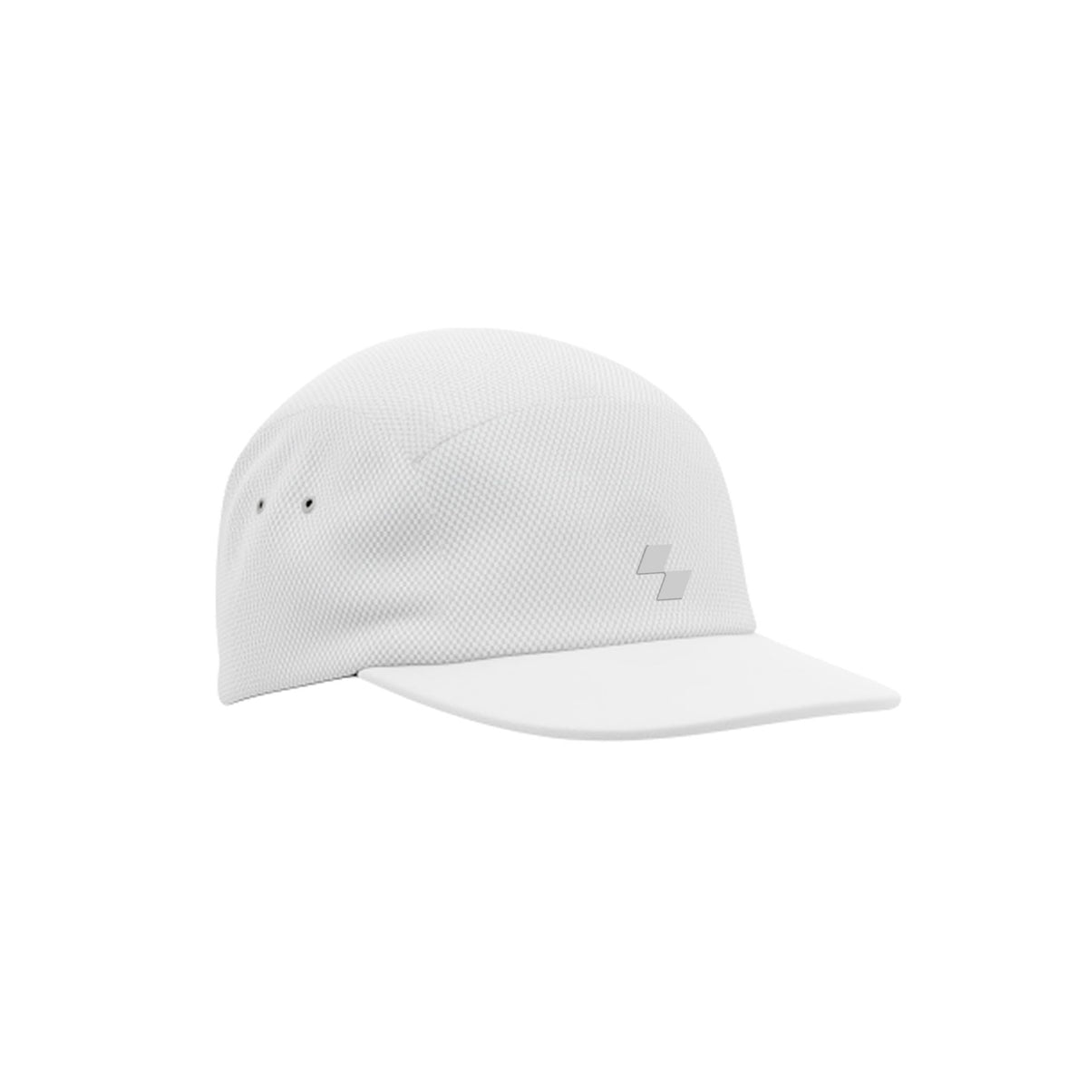 White cap with a small logo on a white background (White)