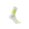 White sock with neon green accents on a white background (Green)