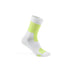 White sock with neon green accents on a white background (Green)