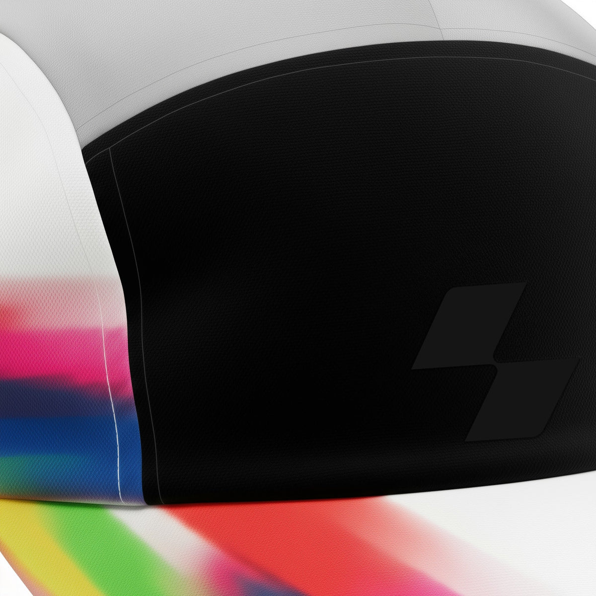 Close-up of a helmet with a colorful design on a white background (Black)