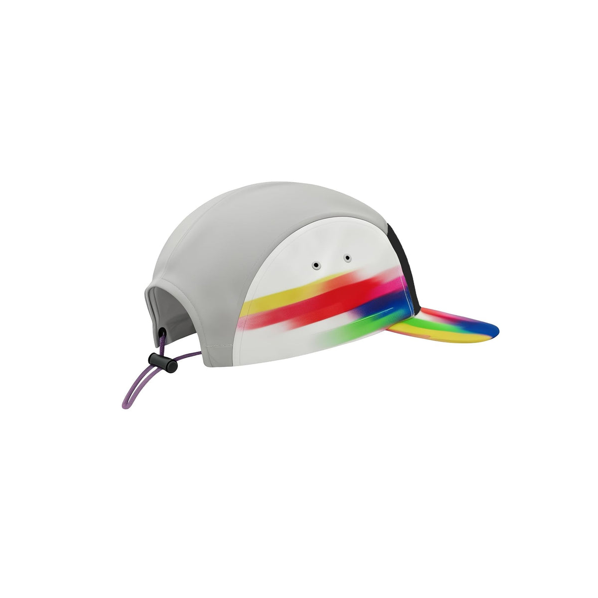 Gray cap with a colorful rainbow bill on a white background (Black)
