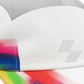 Close-up of a colorful sports ball with a logo on a blurred background (White)