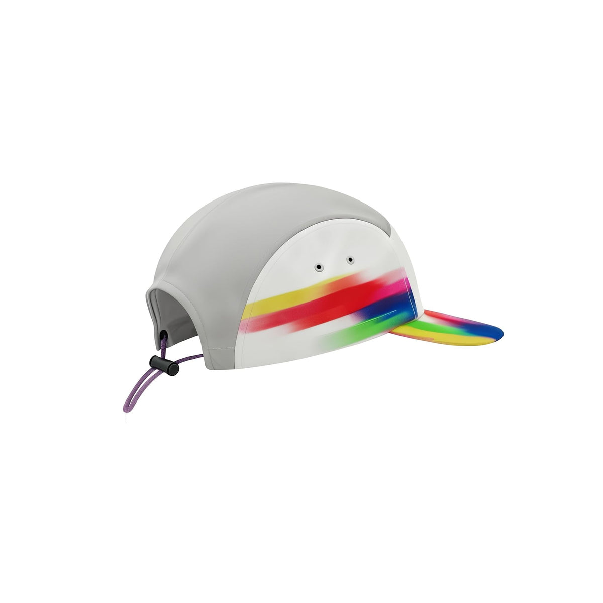 Gray cap with a colorful rainbow bill on a white background (White)