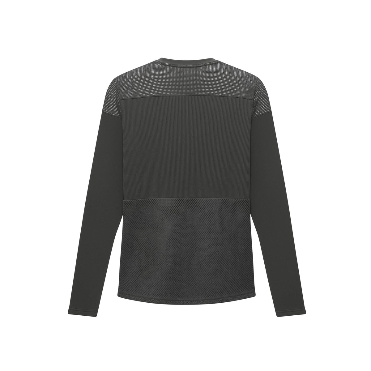 Black long-sleeve shirt with mesh panels on a white background (Black)