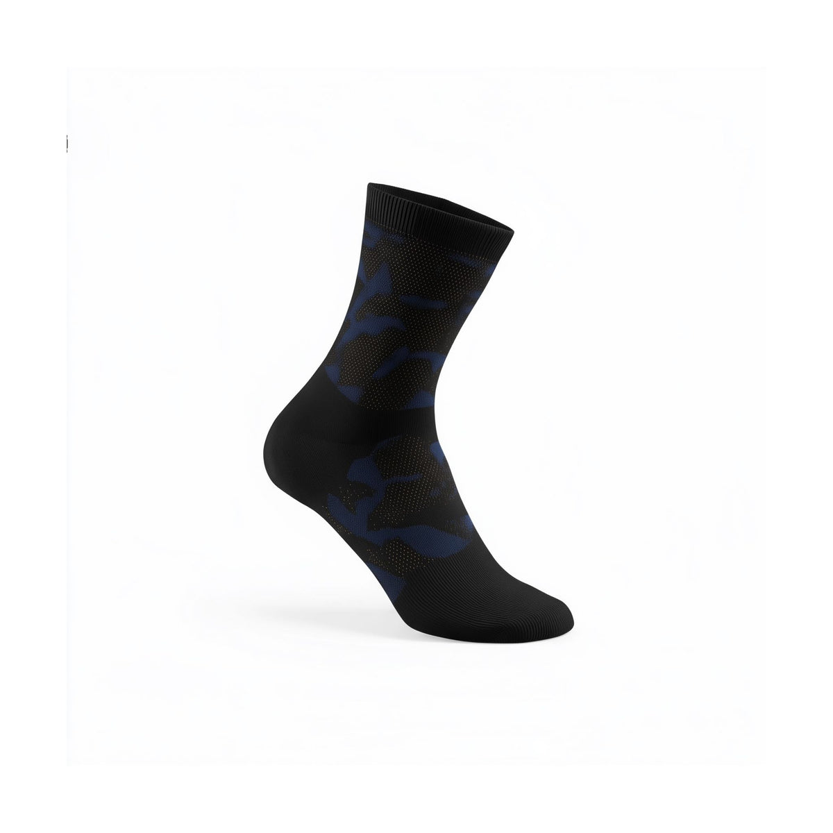 Black sock with blue pattern on a white background (Blue)