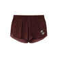 Maroon athletic shorts with a logo on a white background (Red)