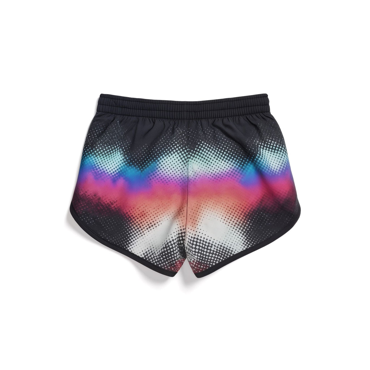 Black shorts with colorful gradient pattern on a white background (Black)