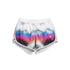 White shorts with a colorful gradient pattern on a white background (White)
