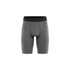 Gray athletic shorts with black waistband on a white background (Gray)
