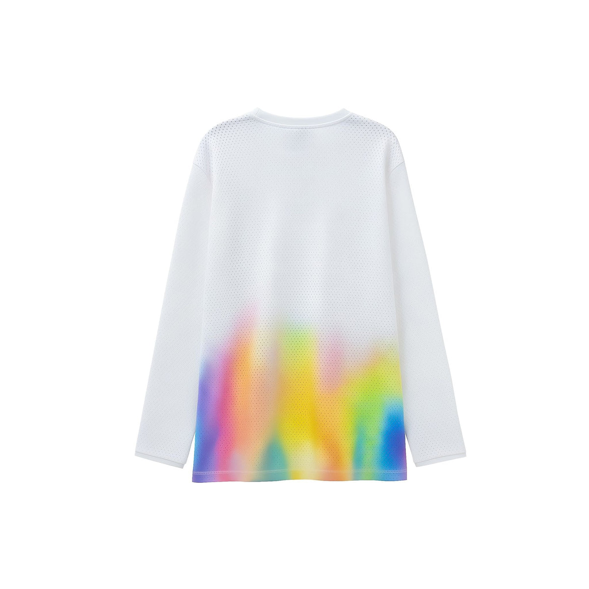 White long-sleeve shirt with a colorful gradient design on a white background (White)