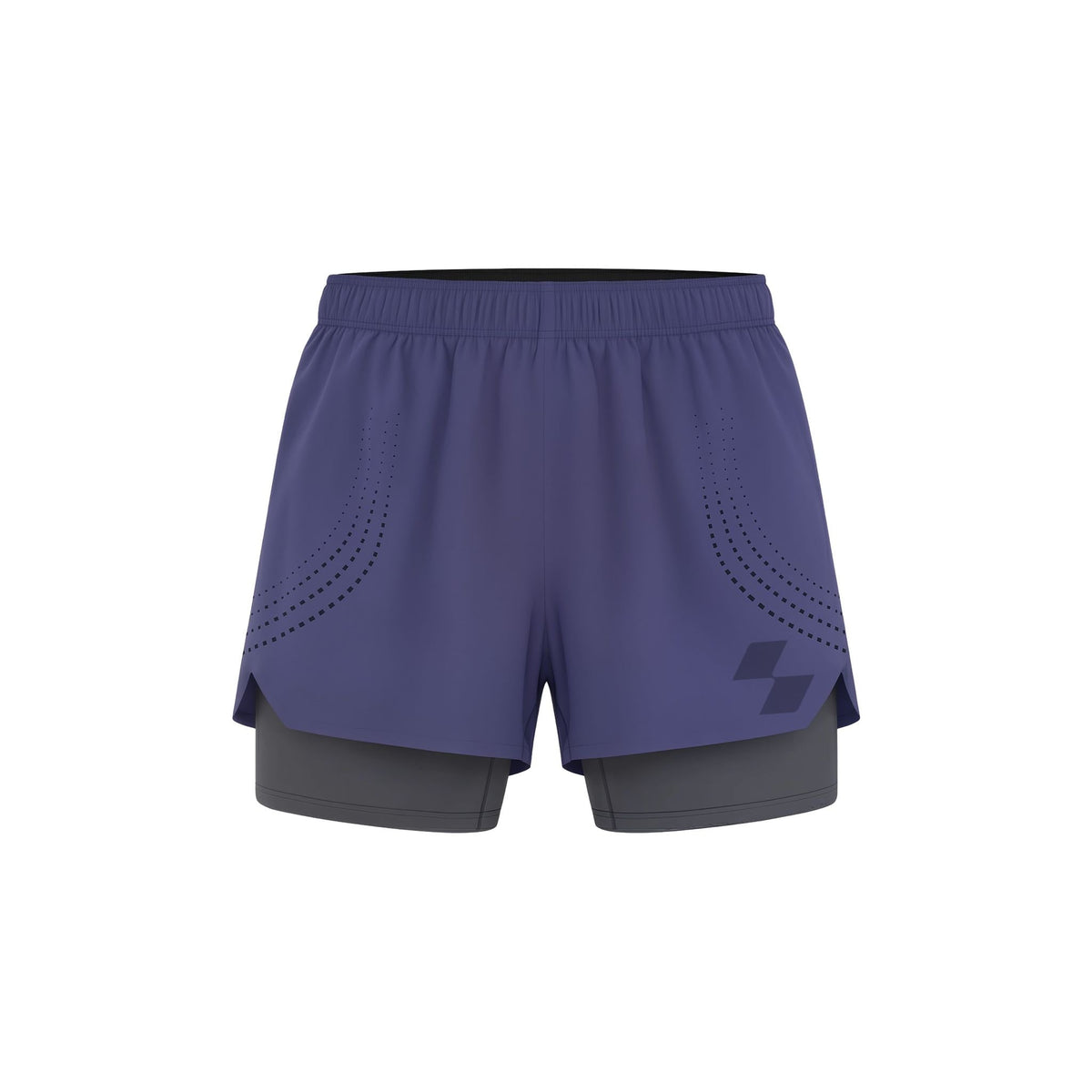 Two-tone purple and gray shorts on a white background (Blue)