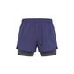 Purple athletic shorts with black inner lining on a white background (Blue)