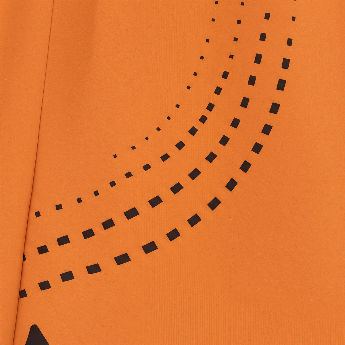 Close-up of an orange fabric with black geometric pattern (Orange)
