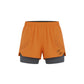 Orange athletic shorts with a gray inner layer on a white background (Orange)
