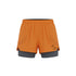 Orange athletic shorts with a gray inner layer on a white background (Orange)