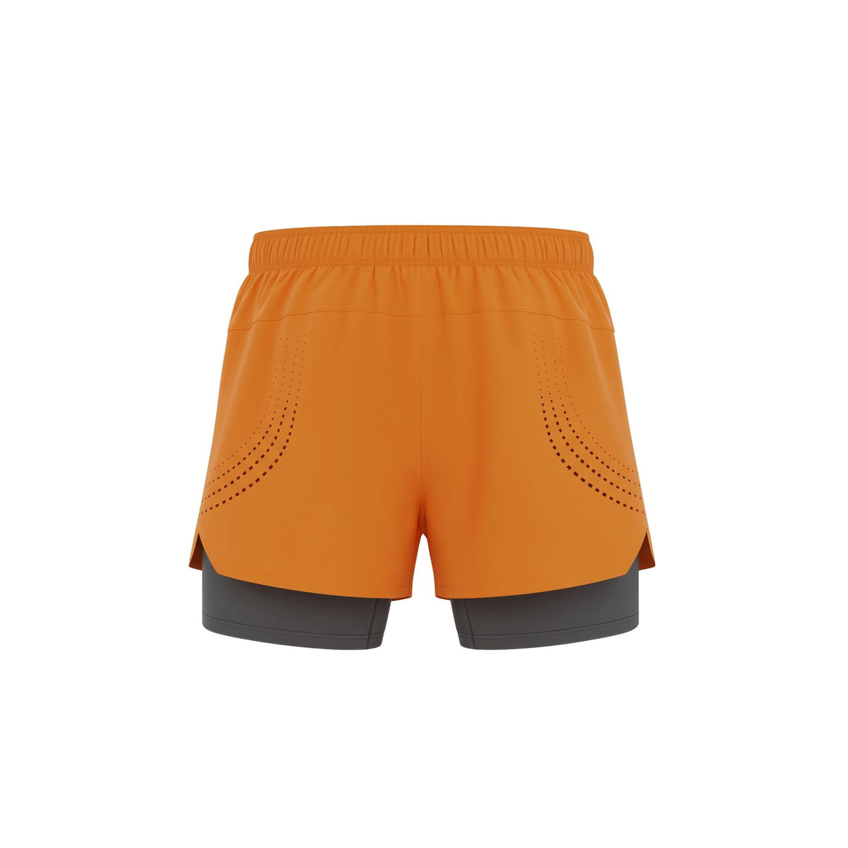 Orange shorts with a black waistband and inner lining on a white background (Orange)