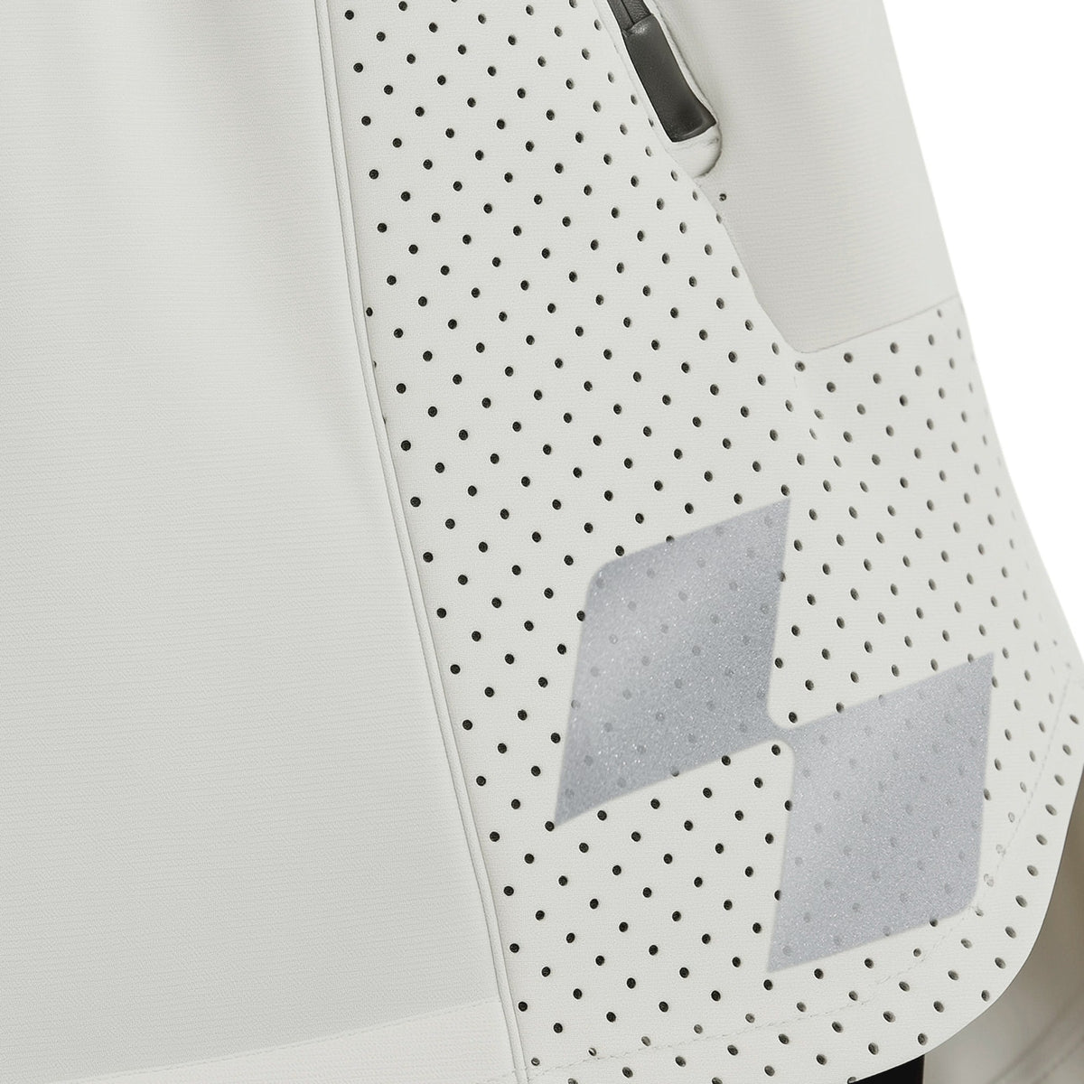 White perforated surface with gray diamond patterns on a white background (White)