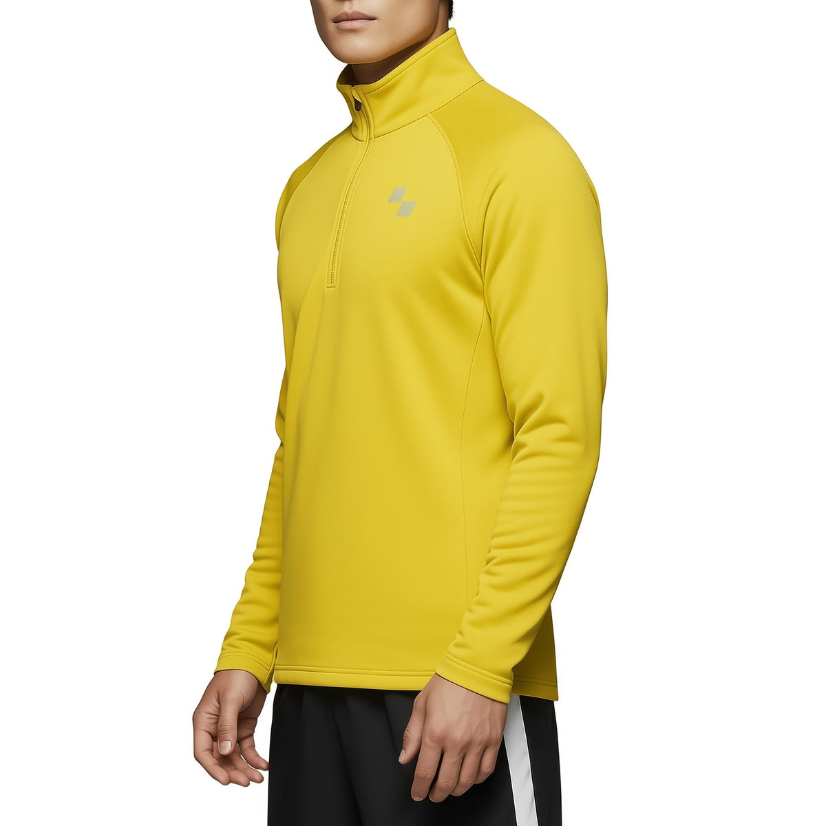 Yellow long-sleeve athletic shirt with a brand logo on a white background (Yellow)